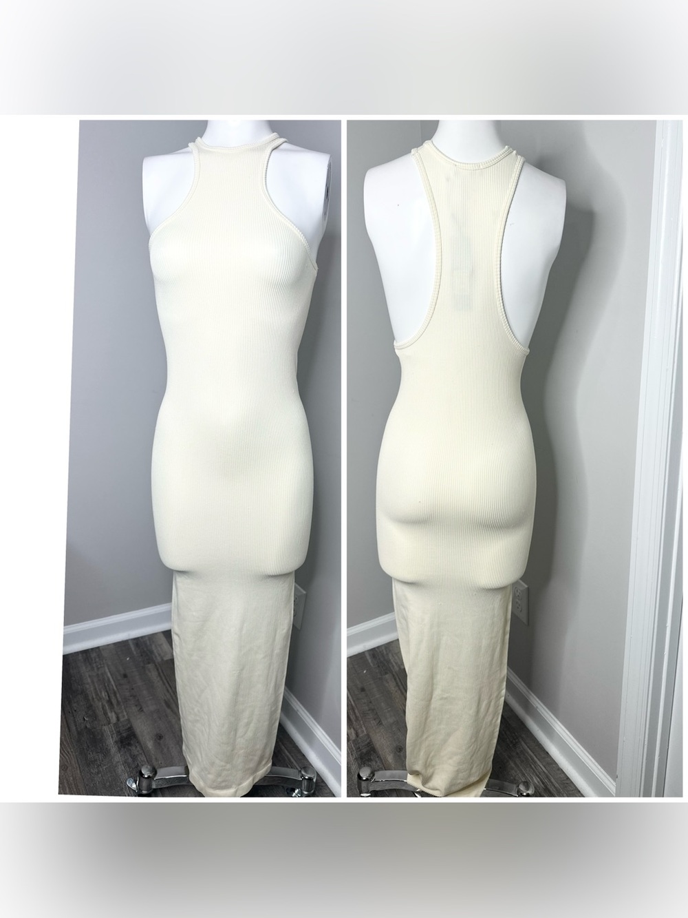 Fashion Nova Cream Racerback Ribbed Maxi Dress-nwt-m/L - Picture 2 of 7